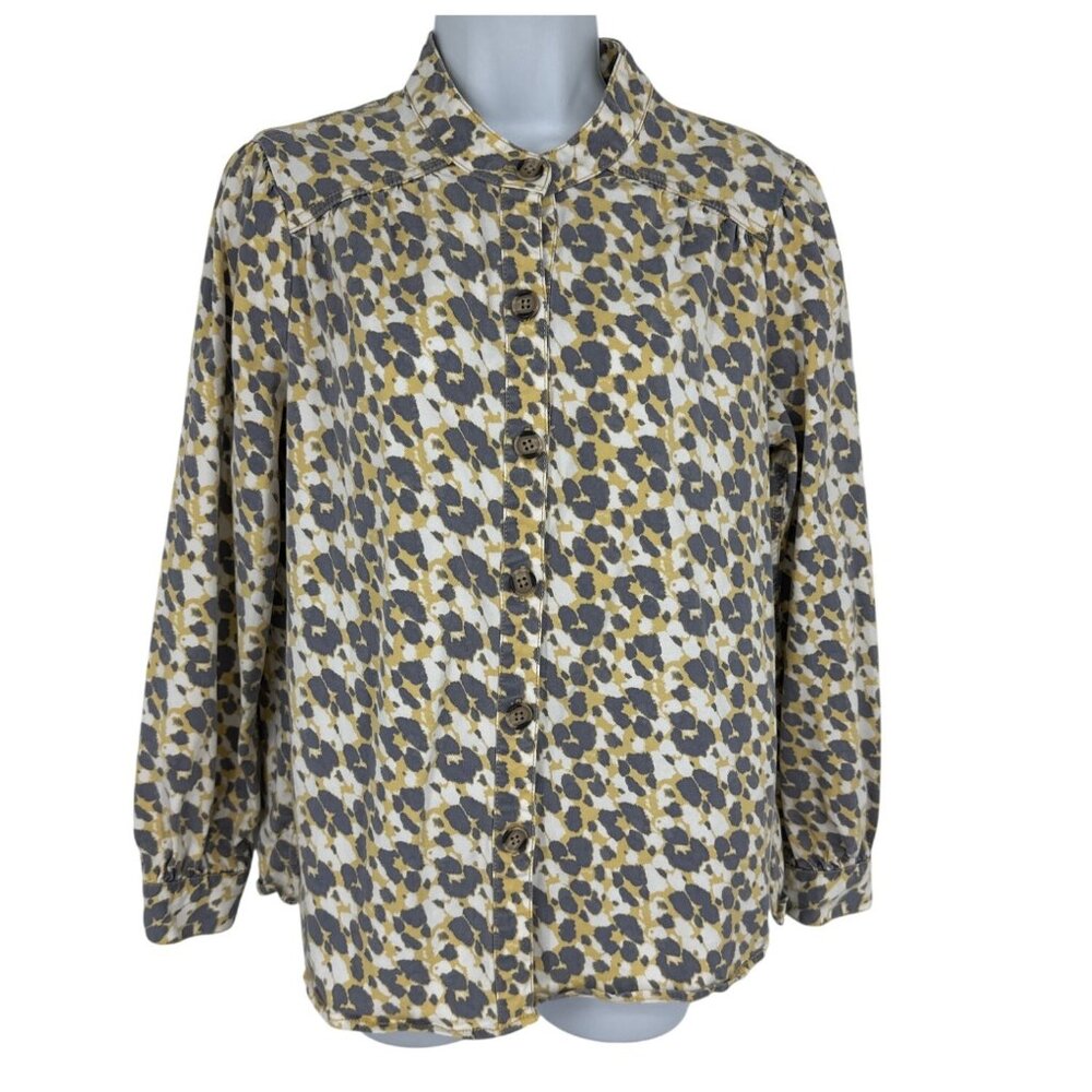 CAbi 5854 Providence Shirt Jacket Women Leopard Yellow Shacket Size M